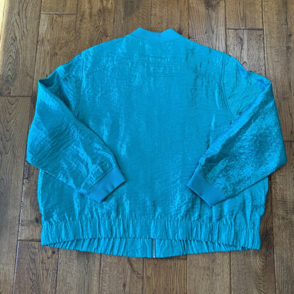 Ruby Rd. Womens 18W Shiny Teal Long Sleeve Zip-Up Jacket Sz 16W Cinch Waist - Picture 5 of 5
